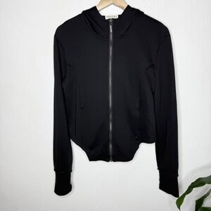 Noctex Hierophant Black Hoodie Zip Up Thumb Holes Womens Large